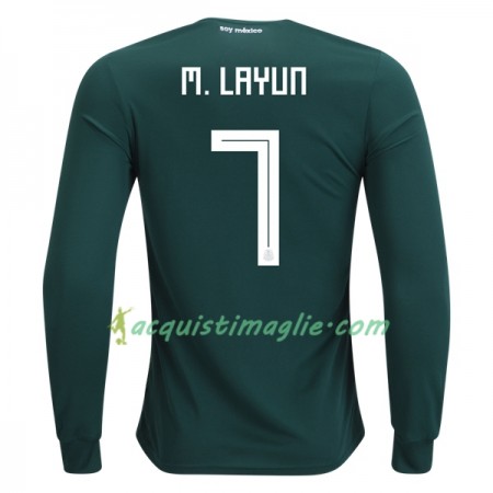 Divisa di Calcio Messico M.Layun 7 Prima Mondiali 2018 Manica Lunga